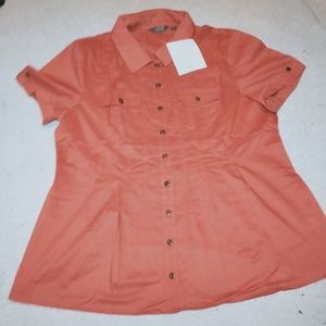 NWT XL button down tee shirt motto brand